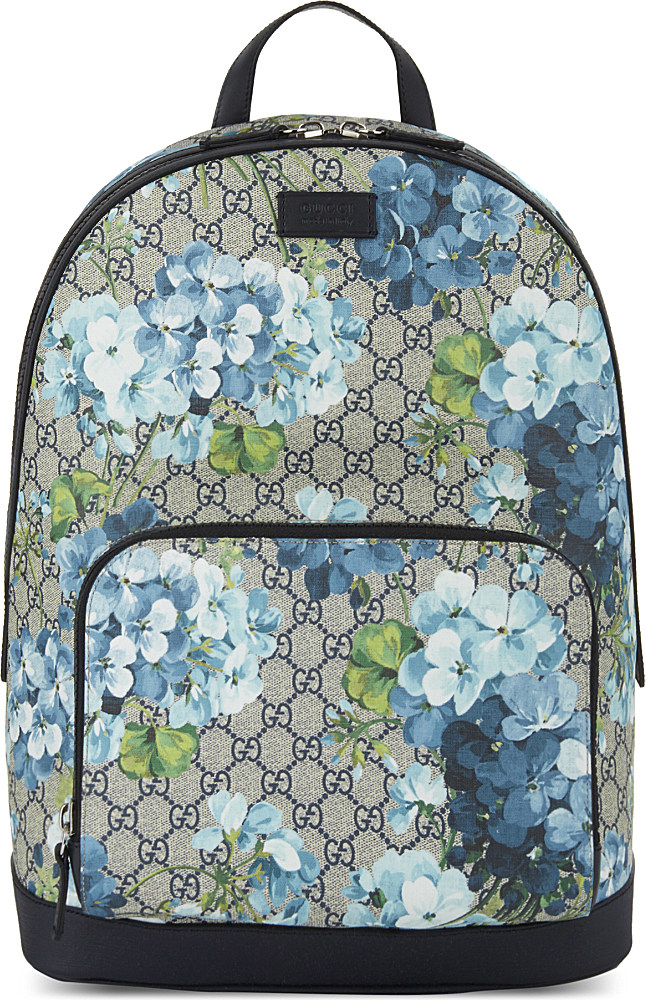 Gucci Gg Blooms Supreme Small Backpack In Blue Lyst